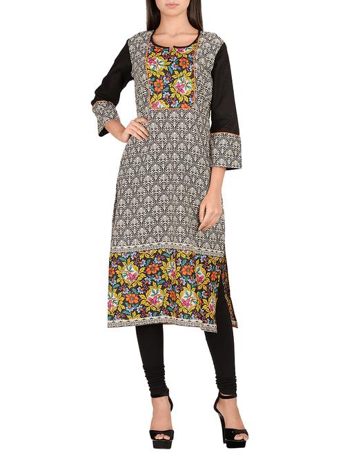 grey cotton straight kurta - 14911386 - Very Small Image - 1