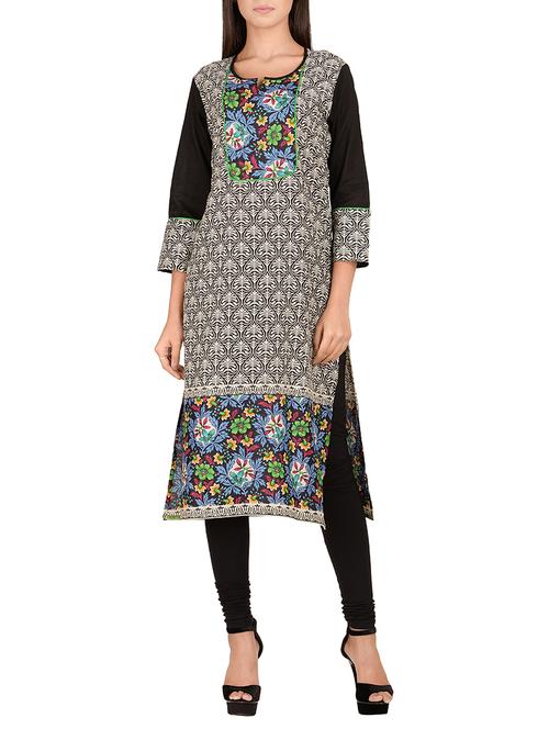 blue cotton straight kurta - 14911388 - Very Small Image - 1