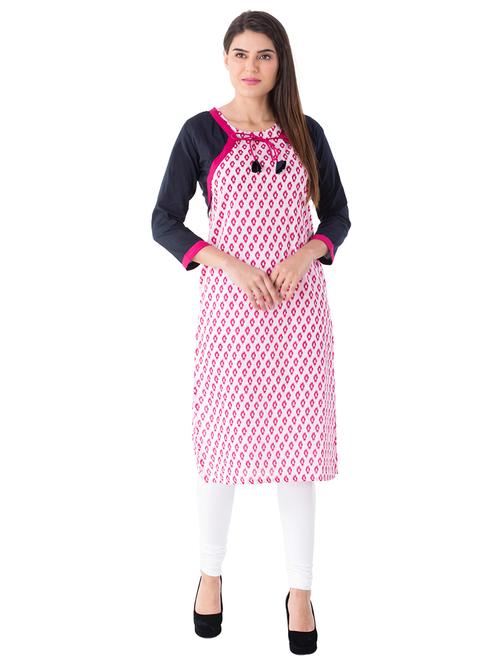 pink cotton straight kurta - 14911838 - Very Small Image - 1