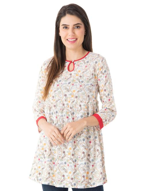 white rayon aline kurti - 14911841 - Very Small Image - 1