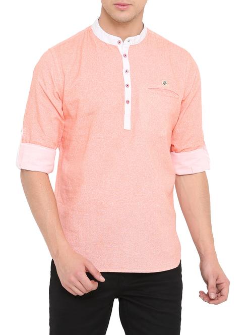 pink cotton short kurta - 14911880 - Standard Image - 1