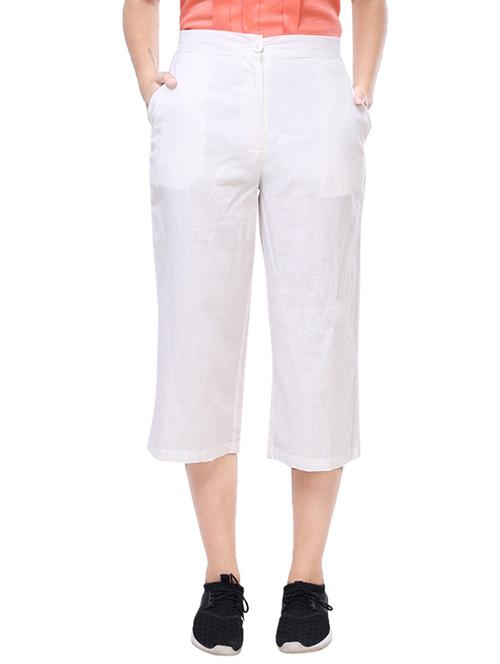 white linen culottes capris - 14911962 - Standard Image - 1