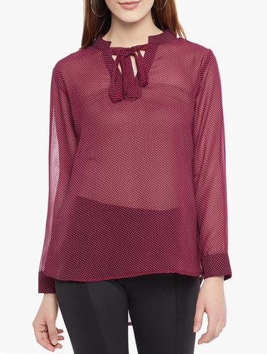 maroon printed georgette tunic - 14911968 - Very Small Image - 1