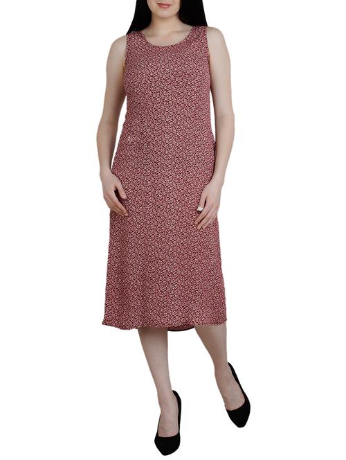 red printed a-line dress - 14912206 - Standard Image - 1