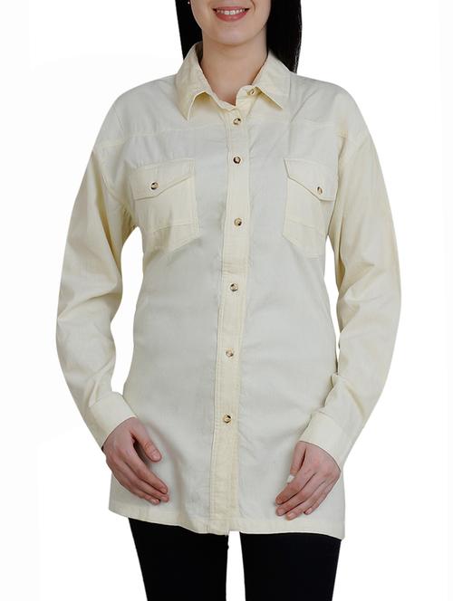 white cotton solid shirt - 14912208 - Very Small Image - 1