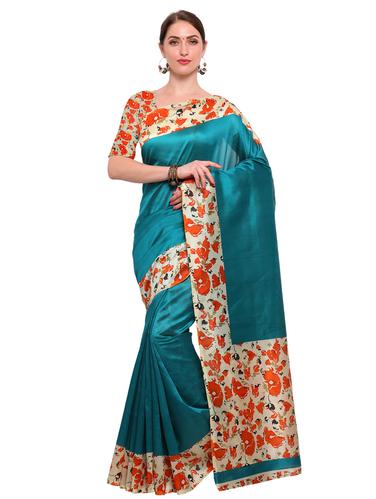 Contrast bordered saree with blouse - 14912314 - Very Small Image - 1