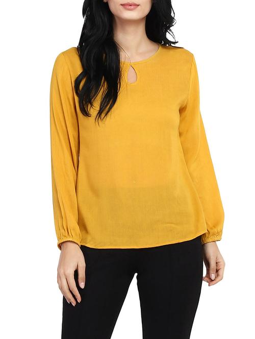 solid yellow full sleeved top - 14912492 - Standard Image - 1