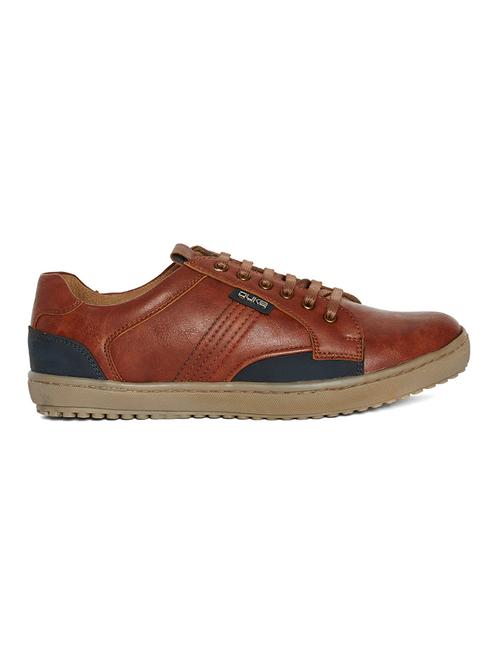 tan leatherette lace up sneaker - 14912565 - Very Small Image - 1
