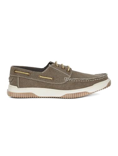 brown Canvas lace up boatshoe - 14912566 - Very Small Image - 1