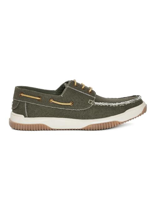 green Canvas lace up boatshoe - 14912567 - Standard Image - 1