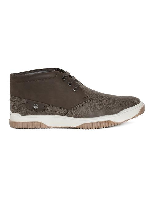 brown leatherette lace up sneaker - 14912569 - Standard Image - 1