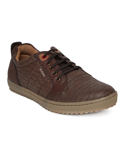 brown leatherette lace up sneaker - 14912580 - Standard Image - 1