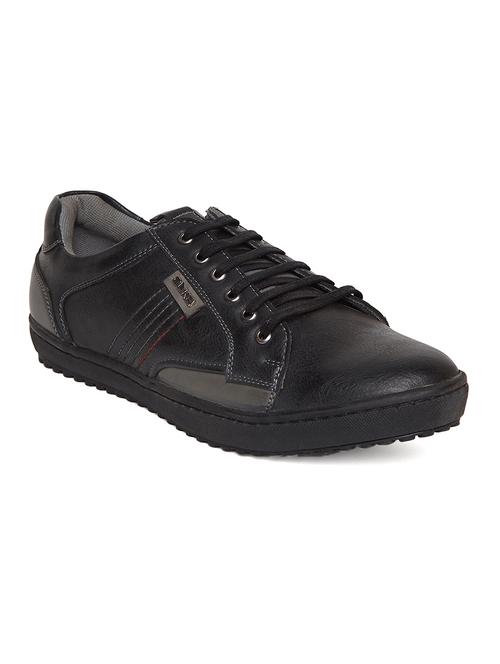 black leatherette lace up sneaker - 14912581 - Standard Image - 1