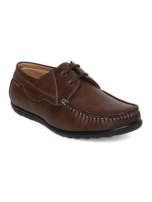 brown leatherette lace up boatshoe - 14912590 - Standard Image - 1