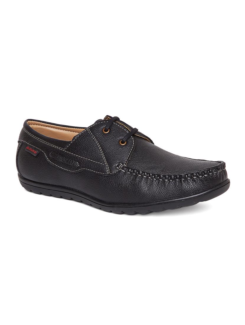 black leatherette lace up boatshoe - 14912592 - Zoom Image - 1