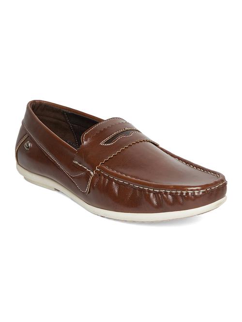 brown leatherette slip on loafer - 14912596 - Standard Image - 1
