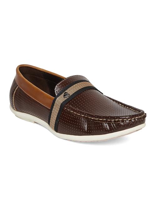 brown leatherette slip on loafer - 14912600 - Standard Image - 1