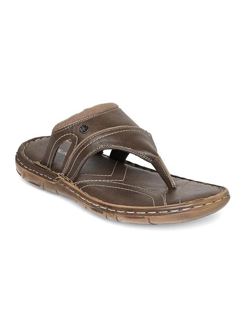 brown leatherette toe separator slippers - 14912612 - Standard Image - 1