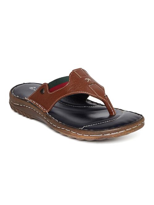 tan leatherette toe separator slipper - 14912614 - Standard Image - 1