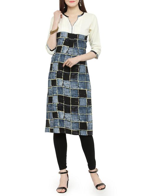 straight checks kurta - 14912998 - Standard Image - 1
