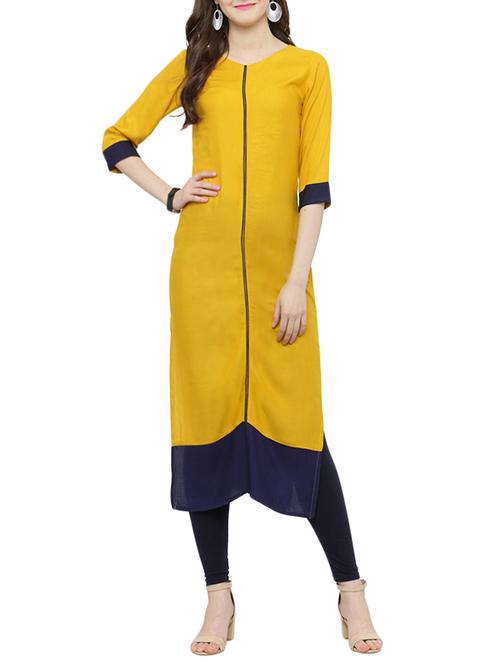 straight color block kurta - 14913004 - Standard Image - 1
