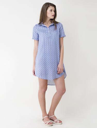 blue printed high low dress - 14913017 - Very Small Image - 1