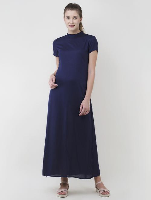 navy blue solid maxi dress - 14913018 - Very Small Image - 1