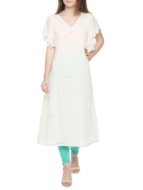 couture white georgette a-line kurta - 14913746 - Very Small Image - 1