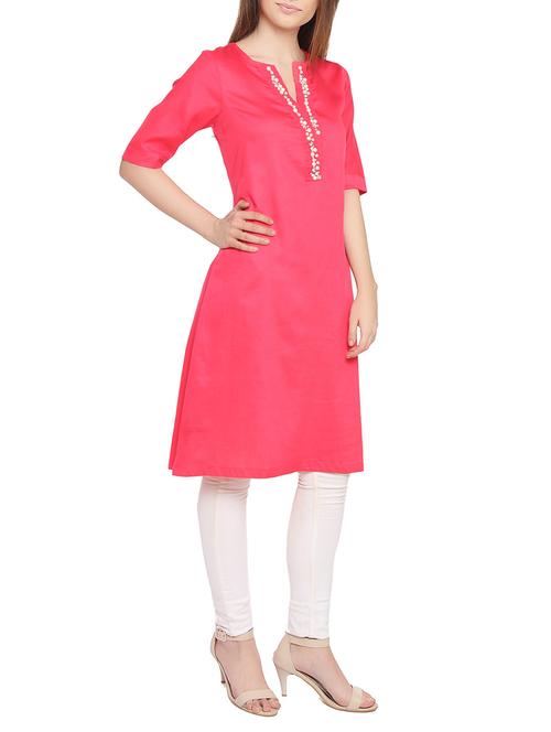 pink couture magenta cotton a-line kurta - 14913748 - Very Small Image - 1