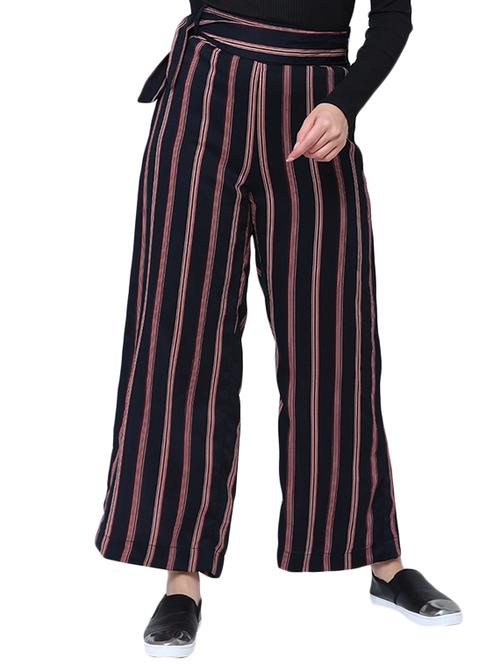 navy blue striped wide legged trousers - 14913875 - Very Small Image - 1