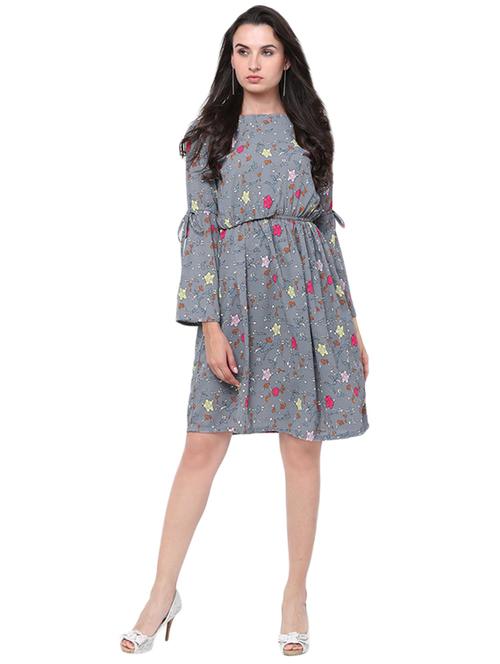 floral bell sleeved blouson dress - 14913947 - Very Small Image - 1