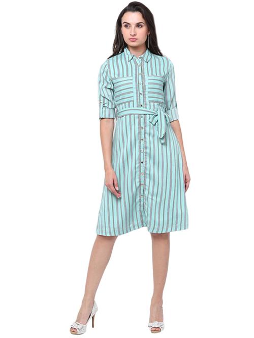 green polyester shirt dress - 14913950 - Very Small Image - 1