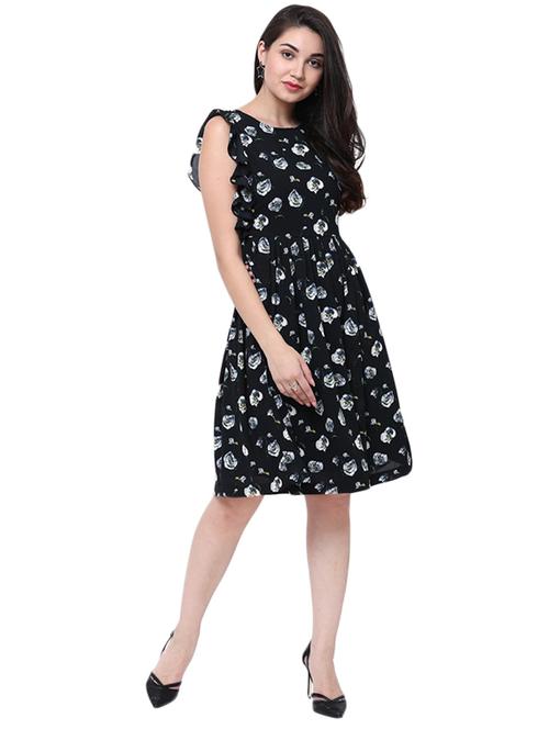Black floral a-line dress - 14913954 - Very Small Image - 1