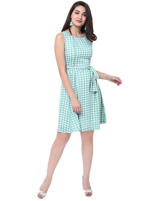 Blue checkered belted dress - 14913955 - Very Small Image - 1
