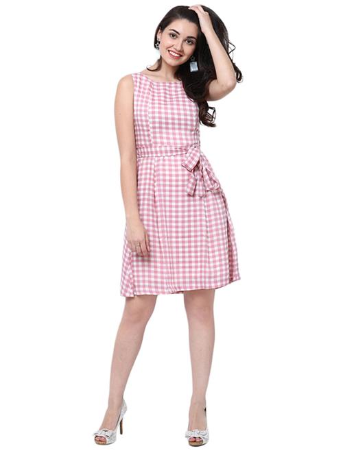 pink checkered belted dress - 14913956 - Very Small Image - 1