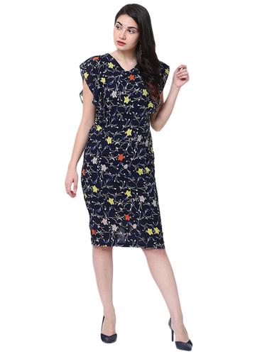 navy blue printed sheath dress - 14913978 - Very Small Image - 1