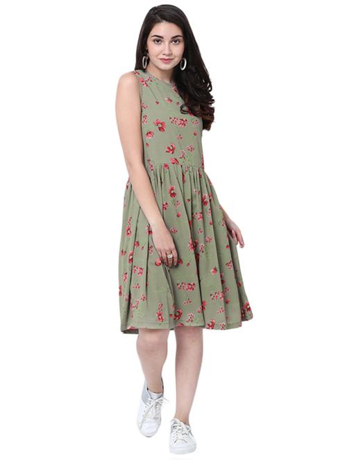 Sage green floral dress - 14913982 - Very Small Image - 1