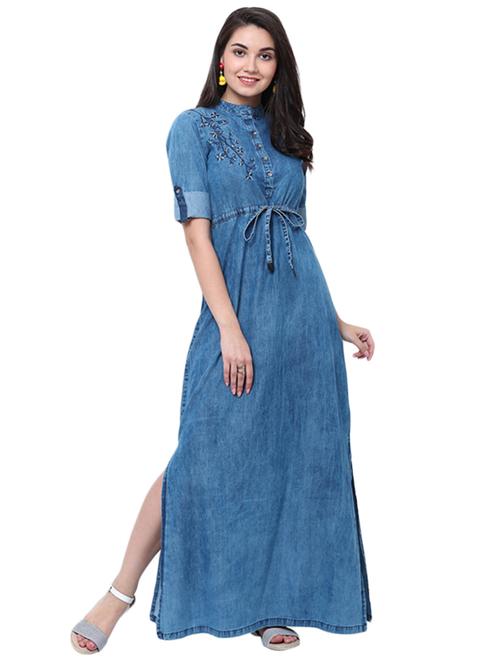 blue denim maxi dress - 14914024 - Very Small Image - 1