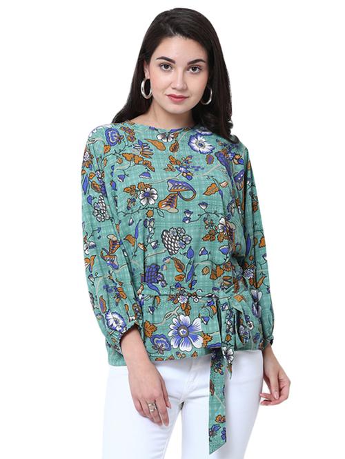 floral tie up front top - 14914049 - Very Small Image - 1