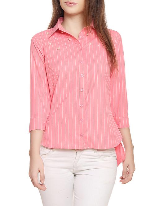 Red couture pink cotton asymmetric shirt - 14914118 - Very Small Image - 1