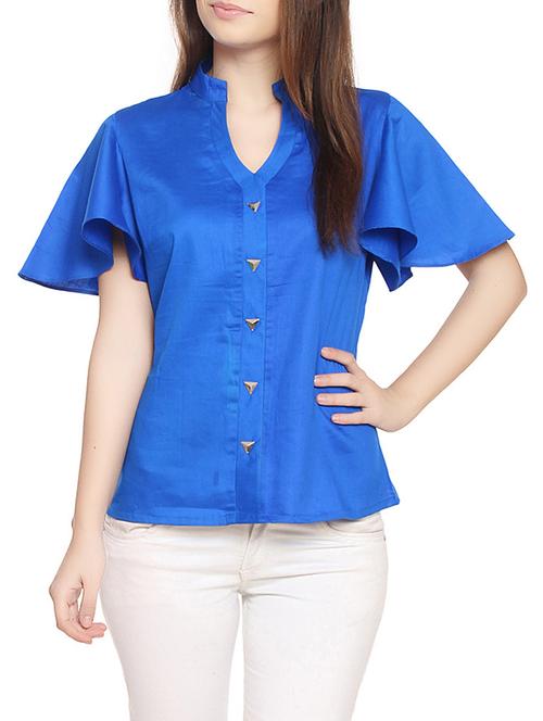Red couture blue cotton =shirt - 14914119 - Very Small Image - 1