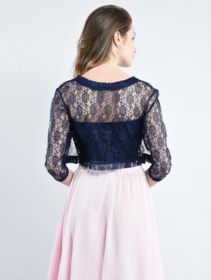 navy blue net short shrug - 14914180 - Standard Image - 3