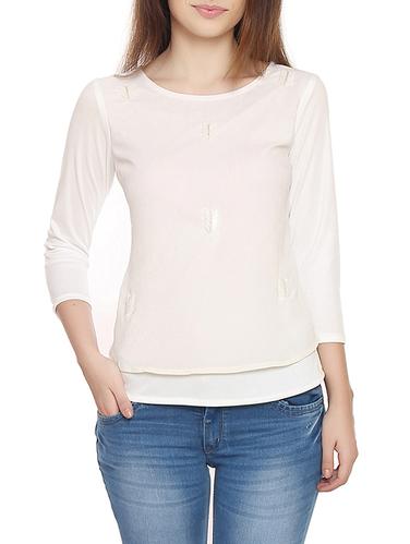 Red couture white georgette straight top - 14914390 - Very Small Image - 1