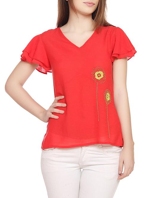 Red couture red viscose a line top - 14914394 - Very Small Image - 1
