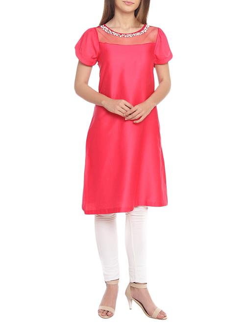pink cotton embellished a-line tunic - 14914397 - Very Small Image - 1