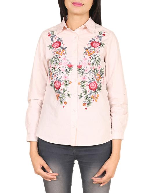 pink cotton embroidered shirt - 14914770 - Standard Image - 1