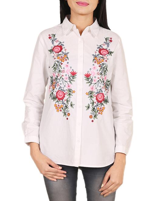white cotton embroidered shirt - 14914771 - Standard Image - 1