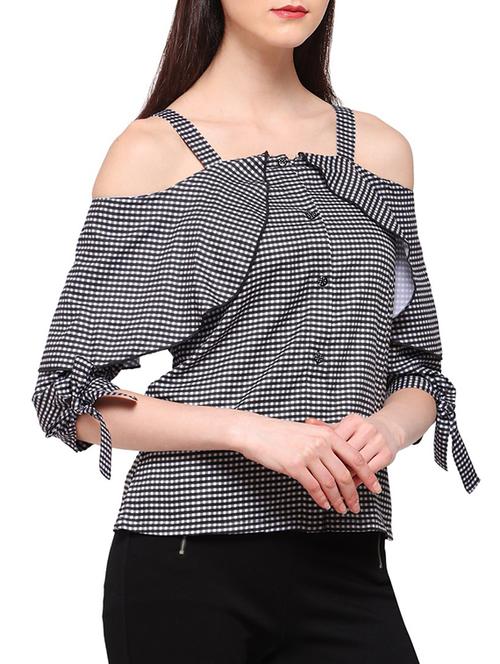 black cold shoulder top - 14914842 - Standard Image - 1