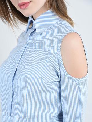 light blue striped cotton shirt - 14914866 - Standard Image - 5