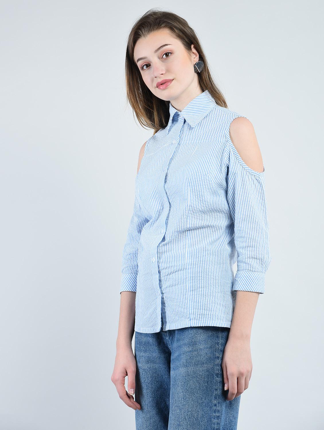 light blue striped cotton shirt - 14914866 - Zoom Image - 2